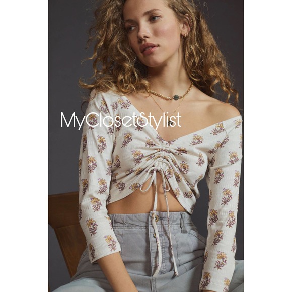 Anthropologie Cinched Floral Ruched Adjustable Top NWT s m l - Picture 5 of 5